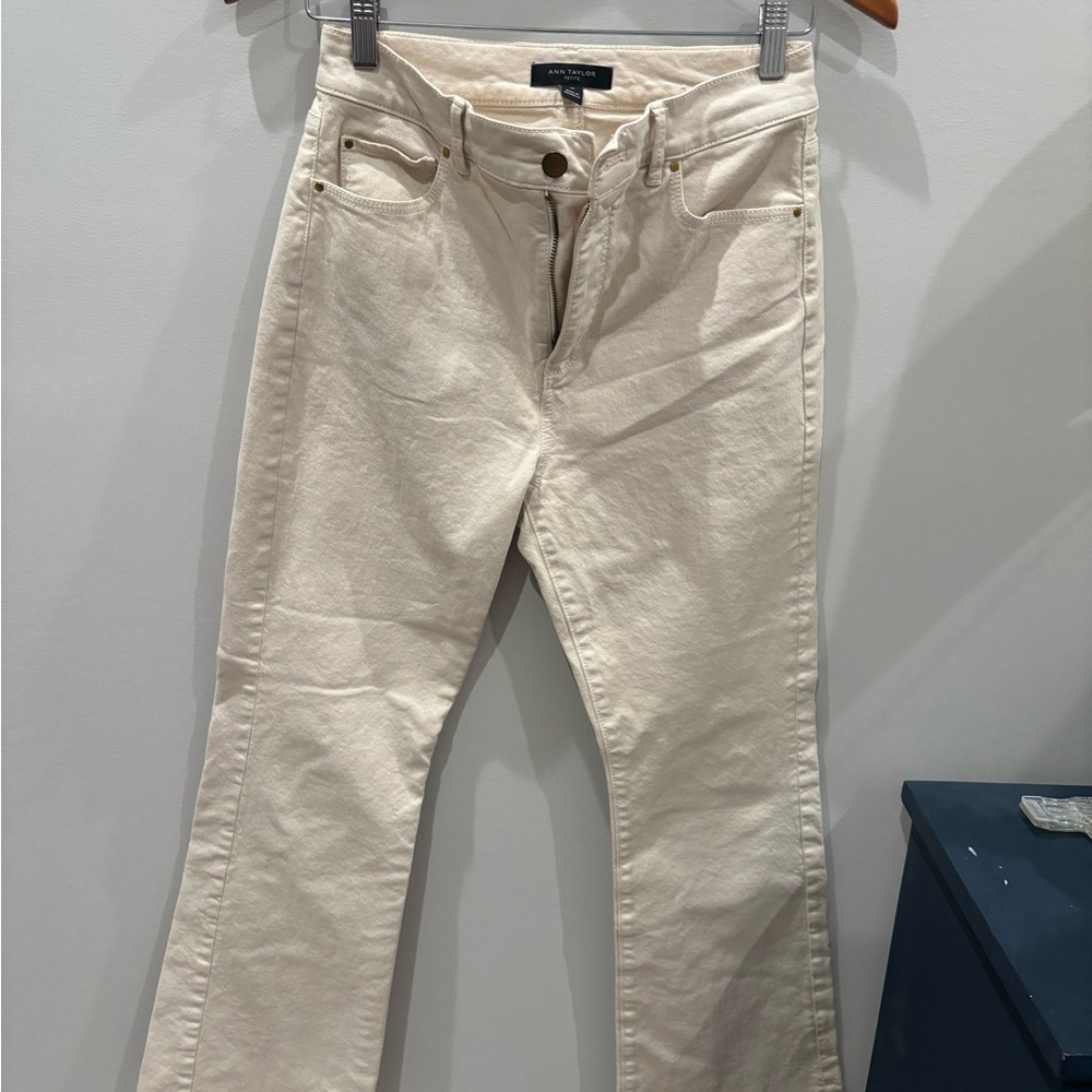 Ann Taylor Straight Leg Cream Jeans